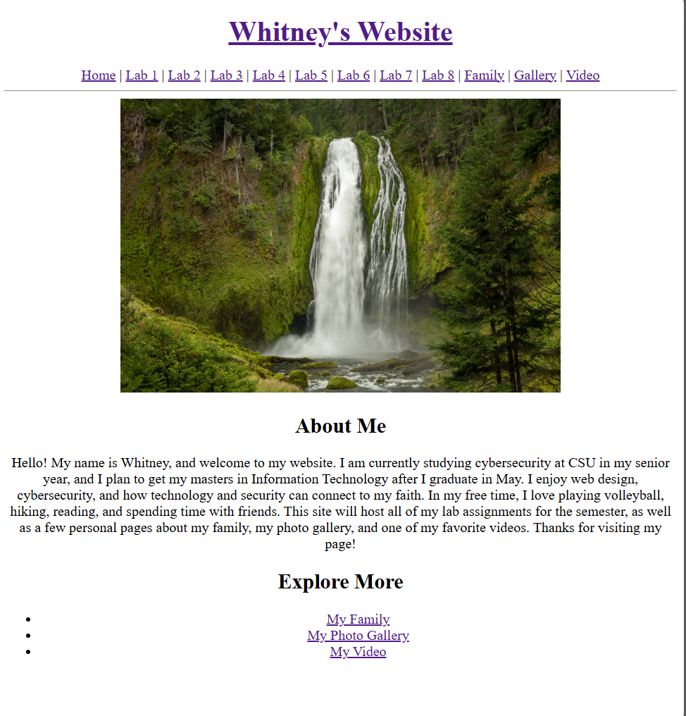 Whitney's Website Home Page